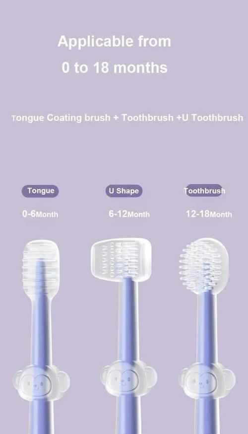 3 Steps Silicone Baby Toothbrush Set of 3 Assorted (Pack of 1)